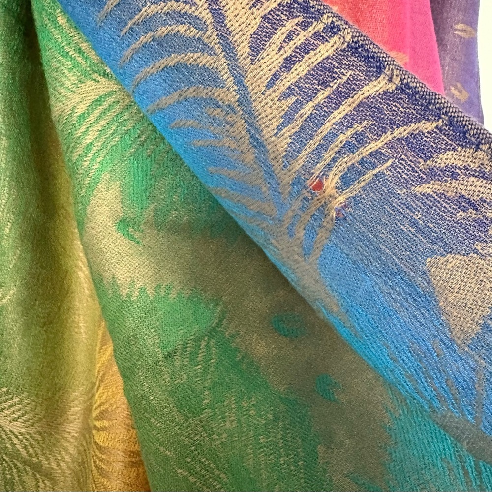 100% Cashmere Multicolor Pashmina Scarf - Picture 6 of 6